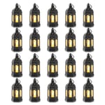 Romadedi Mini Lanterne LED Exterieur - Lot de 20 Lanterne Bougie Noir Decorative Bougeoir pour Halloween, Ramadan, Mariage, Noel, Decoration de Table, Piles Incluses