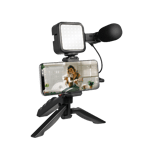 LogiLink Vlogger-Starter-Kit, with LED Light, microphone and handle