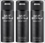 David Beckham "Respect" Anti-perspirant Deodorant / Body Spray 150ml x3 FREE P&P