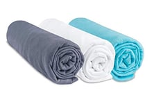 Lot de 3 Draps Housse 40x80 cm Extensible pour 40x90 Couffin Berceau Nacelle 40 x 80 | 100% Coton | Gris Blanc Turquoise | Sommeil sain | Marque Easy Dort | Certifié Oeko Tex | Fabriqué en Europe