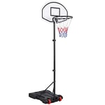 Yaheetech Panier de Basket sur Pied Hauteur Réglable 196-251 cm Portable pour Extérieur avec Support et roulettes Poteau en Fer Antirouille Noir