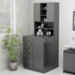 Homemiyn - Furniture Limited - Meuble pour machine à laver Gris brillant