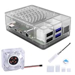 GeeekPi Boîtier pour Raspberry Pi 4 modèle B, Raspberry Pi 4B Boîtier avec ventilateur 40 x 40 x 10 mm et 4 dissipateurs de chaleur Raspberry Pi 4 modèle B (transparent)