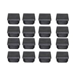 16pc Bouchon Plastique 40x40mm Embout Tube Carre Noir Plastique Embout Bouchons D'obturation pour Pieds de Meuble Trampoline 16PCS