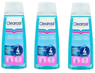 Clearasil Toner Rapid Action 200ml Pack of 3 Open Blocked Pores and Fight Spots