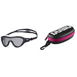 arena Lunettes de Natation Adultes The One Mask, Antibuée, Mixtes, Masque avec Verres Larges, Noir (Smoke-Black-Black) & Swim Goggle Case, Étui pour Lunettes de Natation, Étui Rigide, Couleur Noire