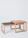 John Lewis Mira II Nest of Tables, Oak/Brown Ceramic