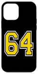 Coque pour iPhone 12 mini Numéro 64 en version poche jaune, noir, blanc