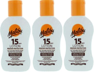 Malibu Sun SPF 15 Lotion, Medium Protection Sun Cream, Vitamin enriched 3x100ml