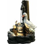 Statue De Jardin De Famille d'animaux avec Lumière Solaire Écureuil Et Canard Pression d'eau Fontaine Décor Extérieur Résine Artisanat Ornements pour