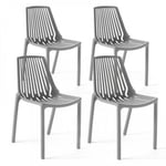 Lot de 4 chaises en plastique gris  Oviala