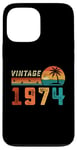 Coque pour iPhone 13 Pro Max Cadeau d'anniversaire 51 ans pour homme femme Palm rétro vintage 1974