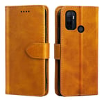 NOKOER Leather Case for OPPO A53/OPPO A53S, Flip Cowhide PU Leather Wallet Cover, Card Holder Leather Protective Phone Case for OPPO A53/OPPO A53S - Yellow