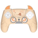 PlayVital Cute Demon Controller Silicone Case for ps5, Kawaii Controller Cover Gamepad Skin Protector for ps5 with Touch Pad Sticker & Thumb Grip Caps - Orange