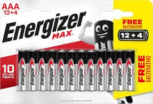 16 Energizer AAA MAX Alkaline Powerseal Batteries LR03 MX2400 MN Longest Expiry