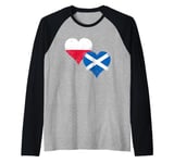 Poland Scotland Flags in Vintage Hearts A Polish Scottish Raglan Baseball Tee