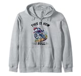 This Is How I Roll Siberian Husky Dog Funny Mountain Biking Zip Hoodie