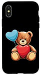 Coque pour iPhone X/XS Ours en peluche coeur amour joyeux Saint-Valentin