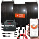 Wonder Full Energy -Kit Solaire Complet prêt à Brancher Flexible 600W - Monocristallin, Haute efficacité, IP67 - Léger - Surfaces Courbes - pour Balcon, Camping Car, Bateaux, etc... - Plug and Play