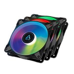 Arctic P12 12cm Pressure Optimised PWM PST ARGB 0dB Case Fans - 3 Pack