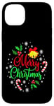 iPhone 14 Plus Merry Christmas Happy holidays Jingle Bells and Snowflakes Case