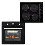 Cookology 60cm Oven Pack: Fan Oven and Solid Plate Hob Pack in Black