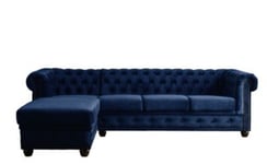 William - canapé Chesterfield d'angle gauche - 4 places - en velours - Lisa Design