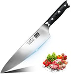 SHAN ZU Couteau de Chef 20cm - Couteau de Cuisine Professionnel Couteau de Chef Professionnel Lame Ultra-fine en Acier Inoxydable Allemand et Poignée en Bois Antidérapante Confortable