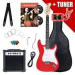 Pack Guitare Electrique Strat Single Coil Set Amplificateur Sac Accordeur Rouge