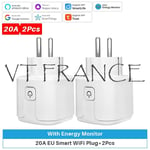 Prise Connectee Wifi Alexa Google Tuya Smartlife, Modele: 2pcs