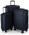 Suitline - Set of 3 Hardshell suitcases, Travel suitcases, Trolley, Rigid luggages, TSA, (55 cm, 66 cm, 76 cm), 100% ABS, mat, Darkblue