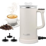 APTMAPT Milk Frother Electric 500W 4 in 1 Milk Steamer Automatic 350 ml Hot and Cold Milk Foamer Hot Chocolate Maker for Coffee Latte Cappuccino (Creme)