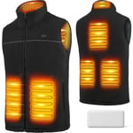 LABCOOL Gilet Chauffant, Veste Chauffante Homme Femme avec 5V 12000mAh Batterie incluse, USB Polaire Chauffant avec 3 Niveaux de Chauffage, 6 Zones Chauffante, Blouson Sans Manche Chauffante