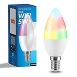 M Ledme - Ampoule LED Intelligente WiFi E14 Bougie, pas besoin de Hub, [Smarthome], Dimmable, 6W 600LM, RGB & 2700K-6500K blanc froid à chaud, compatible avec Alexa/Google Home/Siri, LM7144