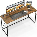 Devoko Desk, Home Office desk, Study Writing Computer Desks, Laptop Table for Home Workstations, Industrial Design Black Desk Metal Frame（140 x 50 x 75 Brown）