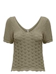 Onlbecca Life Ss V-Neck Top Cc Knt Green ONLY