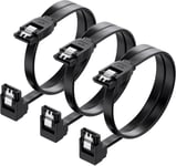 Lot De 3 Cable Sata 3, Câble Sata Iii À Angle Droit De 90 Degrés 45 Cm De Ensemble 3 Pièces Sata Iii 6.0 Gbps, Noir[USB241305]