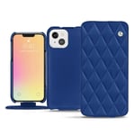 Housse cuir Apple iPhone 13 mini - Rabat vertical - Bleu - Cuir lisse couture - Neuf