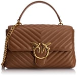 Pinko Love Lady Puff Classic Cl Sheep Nappa Chevron, Sac Femme, L17q_Braun-Leone-Antik Gold