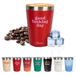 Fisura – Mug Isotherme original Tasse Isotherme à café pour emporter. Tasse à café de 310 ml. Tasse thermique en acier inoxydable. Sans BPA. Tasse pour voiture. (Day, rouge)