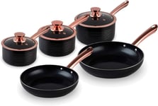 5-Piece Pan Set - Tower T800140RB Non-Stick Linear in Black and Rose Gold