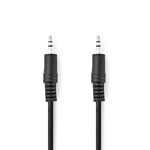 NEDIS Câble Audio Stéréo Cable Auxiliaire Cable Casque - Fiche Mâle 3,5 mm - Fiche Mâle 3,5 mm - Nickelé - 1 m - Rond - Noir - Label