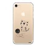 Evetane Coque Compatible avec iPhone 7/8 Transparente Rigide Solide Chat et Laine Ecriture Motif Tendance.