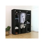 Lunsy - 69' Armoire de rangement,portable pour armoire à vêtements avec tissu non tissé Facile et rapide à assembler Très solide et durable Noir