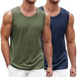 COOFANDY Mens Vest Tops Summer Multipack - Easy Dry Fit Tank Top for Gym Sleeveless Workout Tops Men Vests Blue Violet/Military Green M