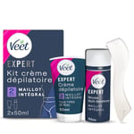 VEET EXPERT - Crème Dépilatoire Poils Tenaces - Maillot Intégral Avec Mousse Exfoliante - Agit en 2min - 2x50ml