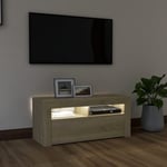 vidaXL TV-taso LED-valoilla Sonoma-tammi 90x35x40 cm