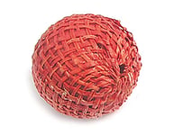 Perle en bois boule doublée de tissu rouge 20 mm. 25 u.