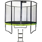 Trampoline de jardin rond 305 cm + filet de sécurité + échelle punchi Vert 300 - Vert - Kangui