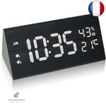 hinrey Horloge Numérique, Reveil Matin Bois Reveil Numerique avec 2 Réglages d